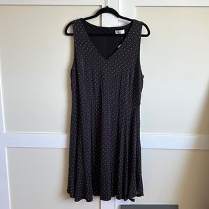 Black with white polka dot Loft Dress. Size 14